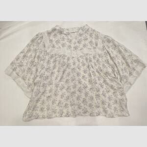 KARLIE Womens Lace Cotton Floral Flowy Oversized Top Size Medium